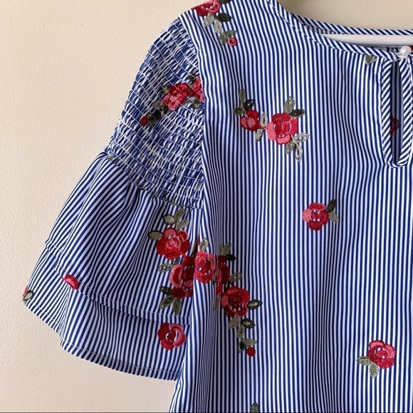 Cropped Blouse with Floral Embroidery - Picture 4 of 7